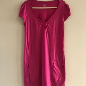 Lacoste Short Sleeve V-neck Dress in Pink Sz. M